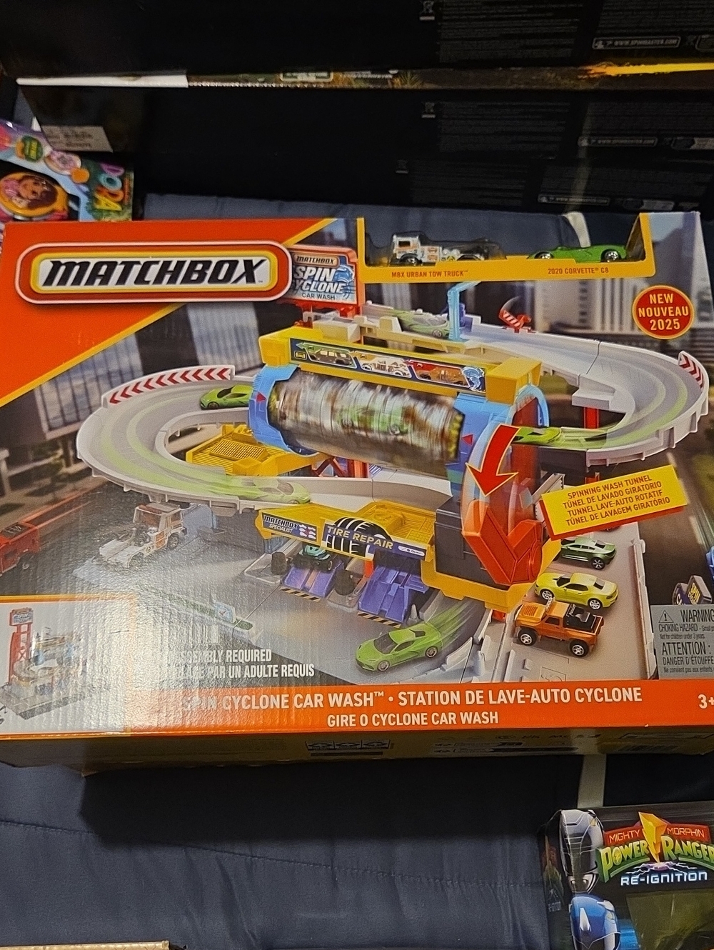 Matchbox Spin Cyclone Car Wash Playset w/ Corvette C8 & Tow Truck Mattel 2025